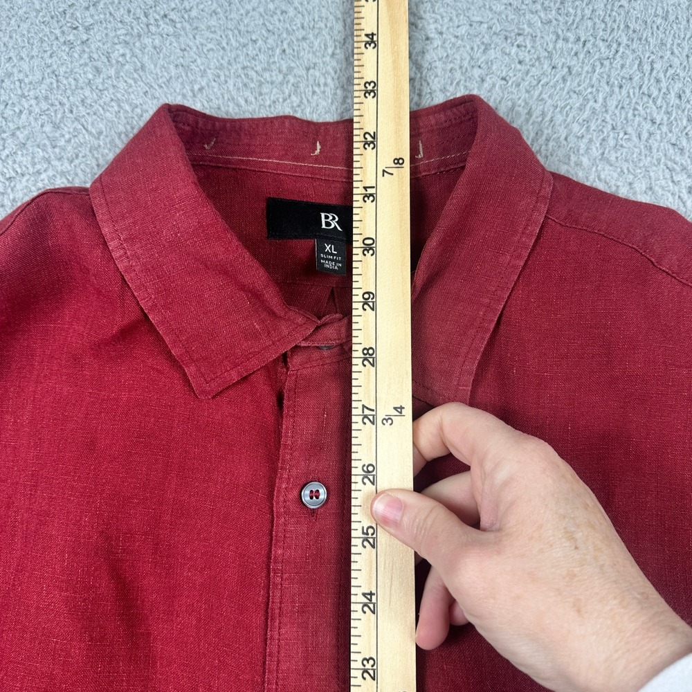 Banana Republic 100% Linen Shirt Mens XL Slim Fit Red Button Down Long Sleeve - Picture 6 of 10